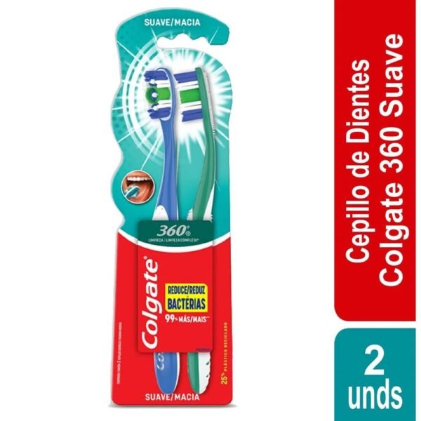 Cepillo Dental Colgate 360° Suave X 2 UCepillo Dental Colgate 360° Suave X 2 Unds